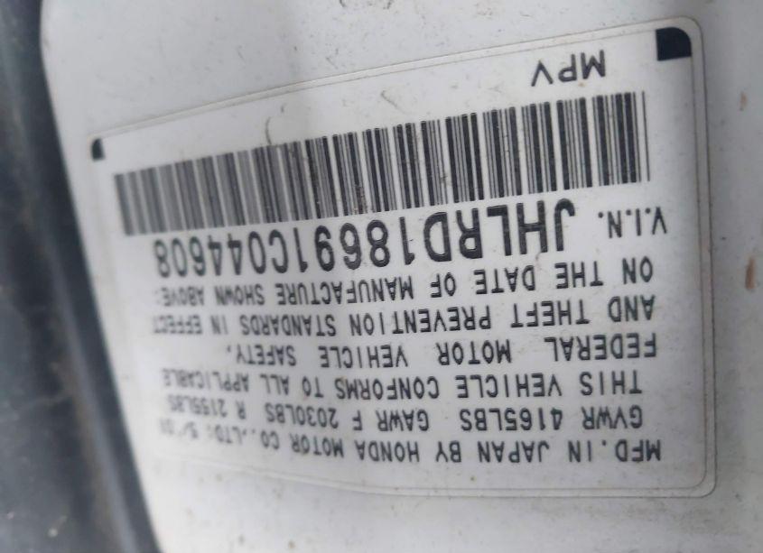 Photo 9 of 2001 Honda Cr-v EX (VIN JHLRD18691C044608)