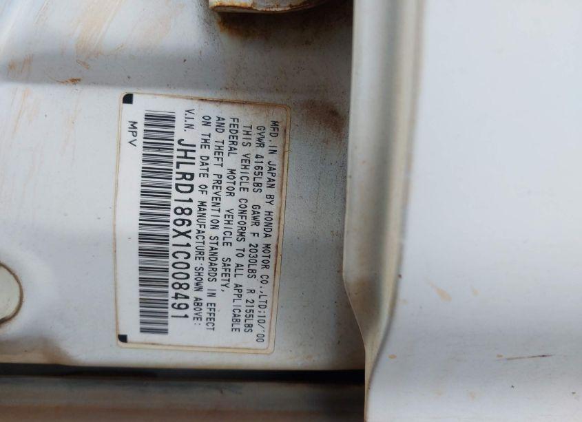 Photo 9 of 2001 Honda Cr-v EX (VIN JHLRD186X1C008491)