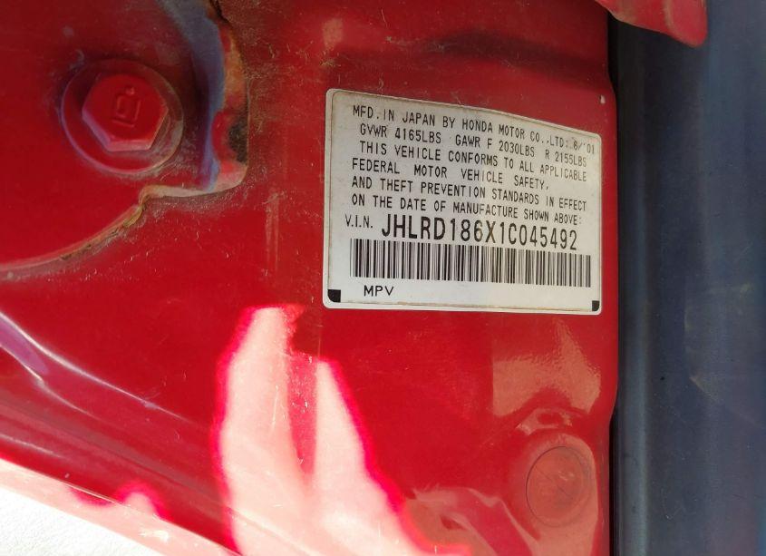 Photo 9 of 2001 Honda Cr-v EX (VIN JHLRD186X1C045492)