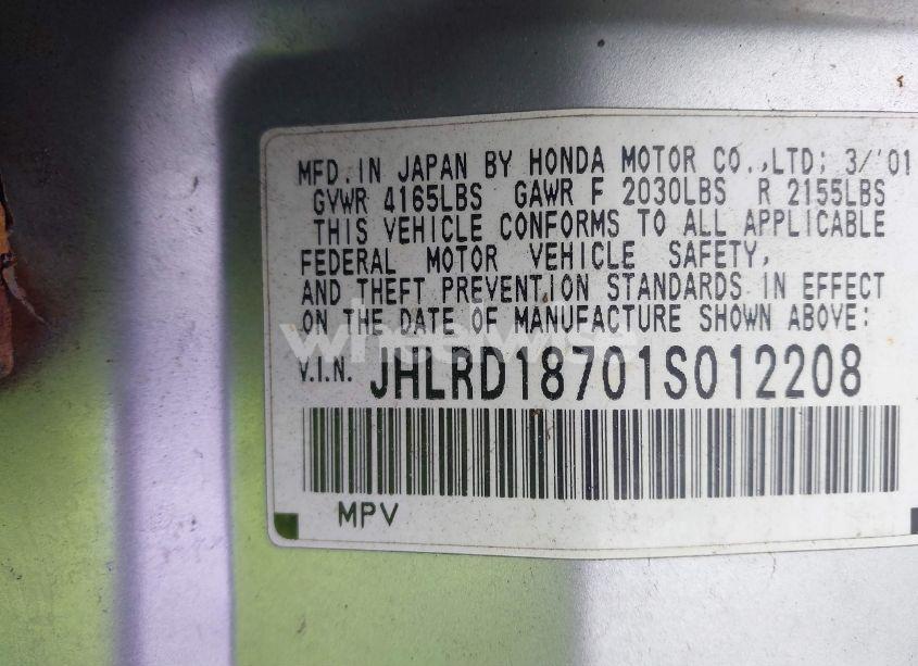 Photo 9 of 2001 Honda Cr-v SPECIAL EDITION (VIN JHLRD18701S012208)