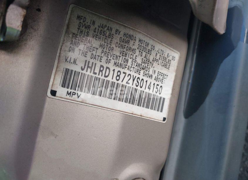 Photo 9 of 2000 Honda Cr-v SPECIAL EDITION (VIN JHLRD1872YS014150)