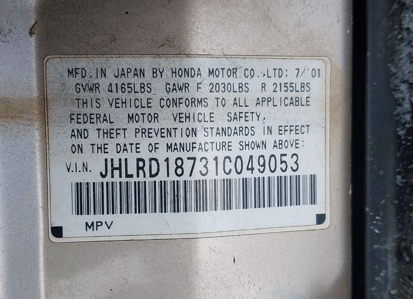 Photo 9 of 2001 Honda Cr-v SPECIAL EDITION (VIN JHLRD18731C049053)