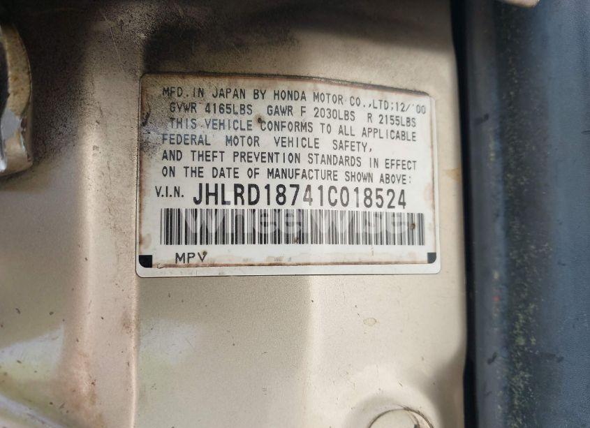 Photo 9 of 2001 Honda Cr-v SPECIAL EDITION (VIN JHLRD18741C018524)