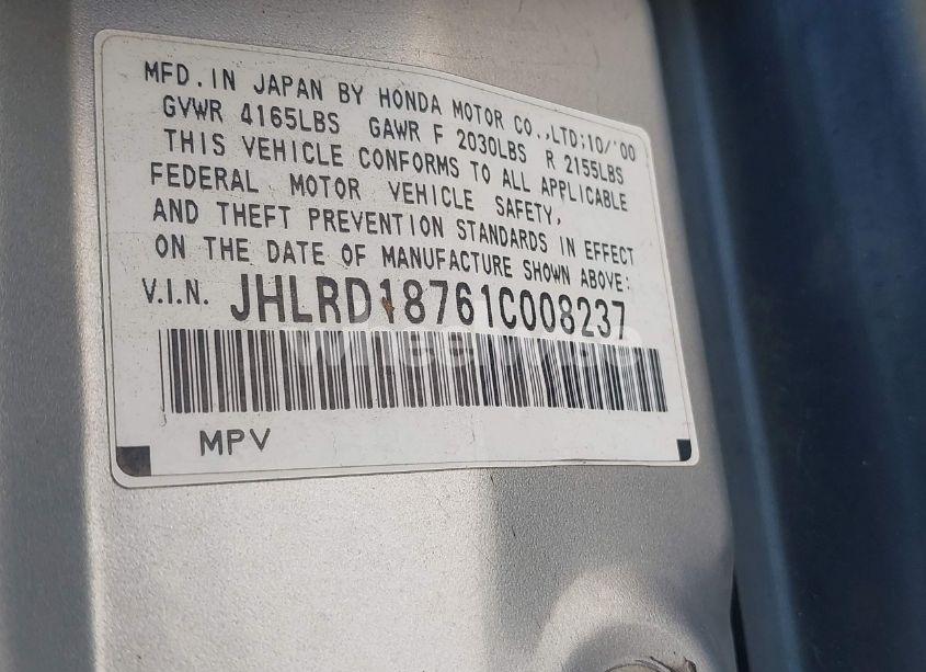 Photo 9 of 2001 Honda Cr-v SPECIAL EDITION (VIN JHLRD18761C008237)