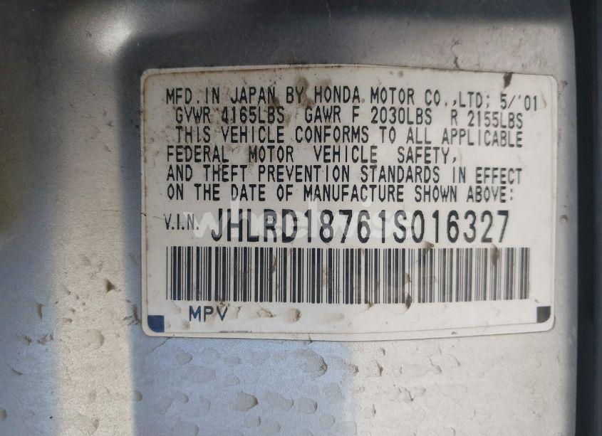 Photo 9 of 2001 Honda Cr-v SPECIAL EDITION (VIN JHLRD18761S016327)