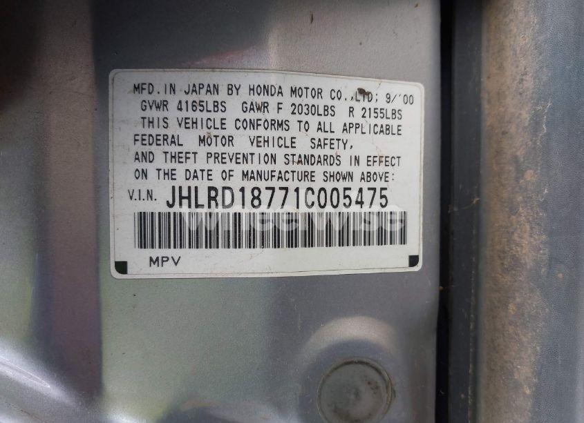 Photo 9 of 2001 Honda Cr-v SPECIAL EDITION (VIN JHLRD18771C005475)