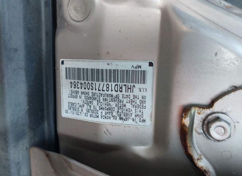 Photo 9 of 2001 Honda Cr-v SPECIAL EDITION (VIN JHLRD18771S004364)