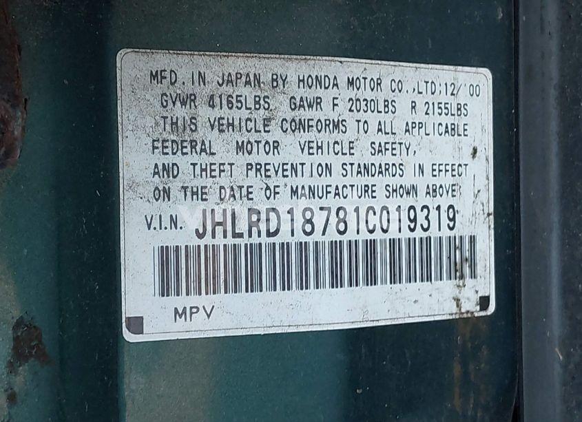 Photo 9 of 2001 Honda Cr-v SPECIAL EDITION (VIN JHLRD18781C019319)