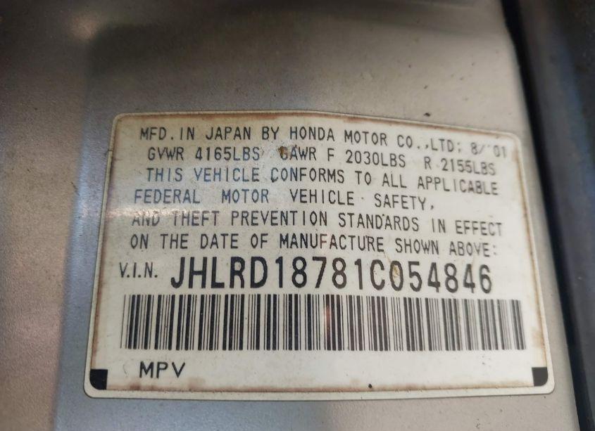 Photo 9 of 2001 Honda Cr-v SPECIAL EDITION (VIN JHLRD18781C054846)