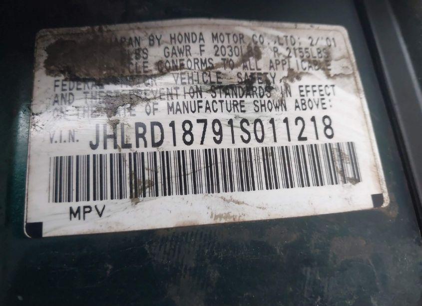 Photo 9 of 2001 Honda Cr-v SPECIAL EDITION (VIN JHLRD18791S011218)