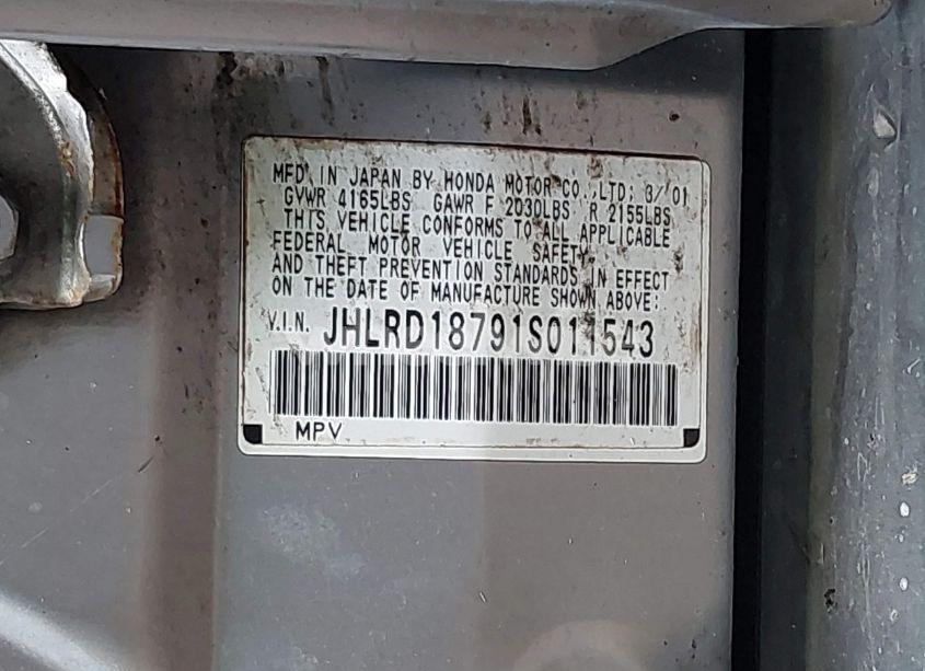 Photo 9 of 2001 Honda Cr-v SPECIAL EDITION (VIN JHLRD18791S011543)
