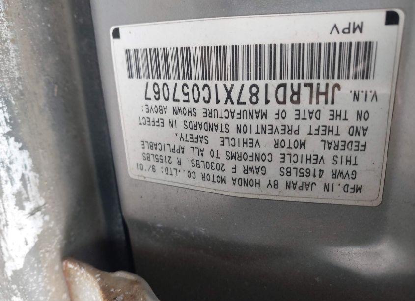 Photo 9 of 2001 Honda Cr-v SPECIAL EDITION (VIN JHLRD187X1C057067)