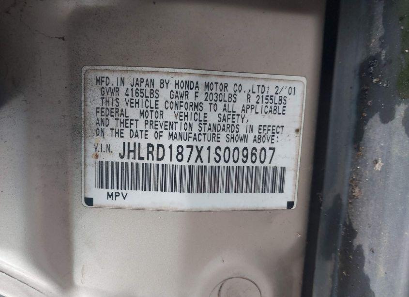 Photo 9 of 2001 Honda Cr-v SPECIAL EDITION (VIN JHLRD187X1S009607)