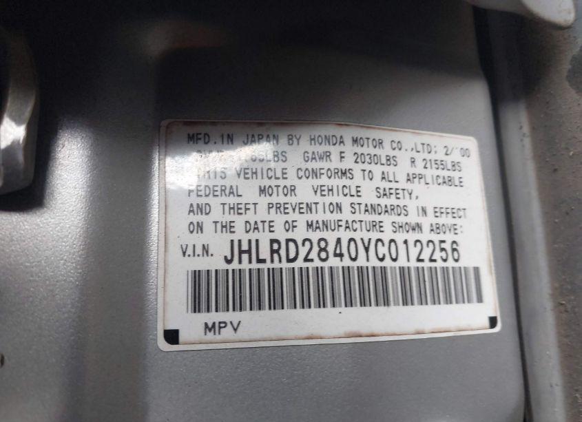 Photo 9 of 2000 Honda Cr-v LX (VIN JHLRD2840YC012256)