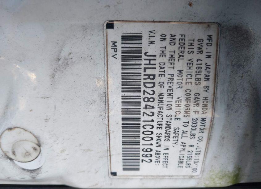 Photo 9 of 2001 Honda Cr-v LX (VIN JHLRD28421C001992)