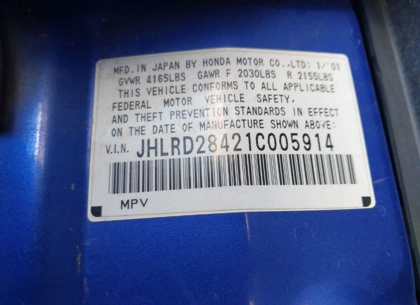 Photo 9 of 2001 Honda Cr-v LX (VIN JHLRD28421C005914)