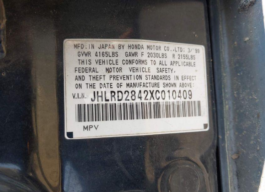 Photo 9 of 1999 Honda Cr-v LX (VIN JHLRD2842XC010409)