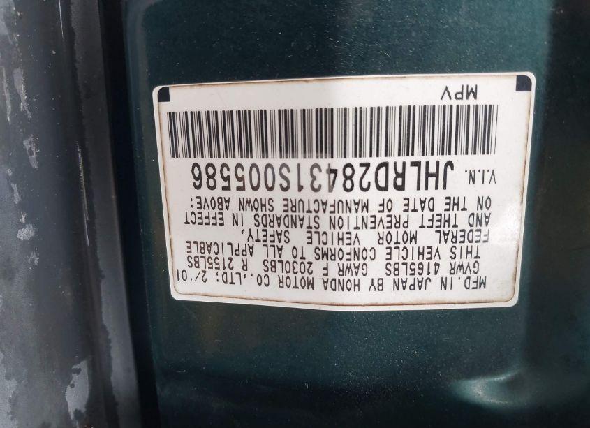 Photo 9 of 2001 Honda Cr-v LX (VIN JHLRD28431S005586)