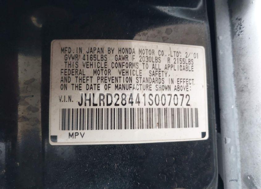 Photo 9 of 2001 Honda Cr-v LX (VIN JHLRD28441S007072)