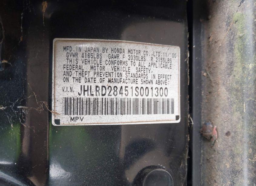 Photo 9 of 2001 Honda Cr-v LX (VIN JHLRD28451S001300)