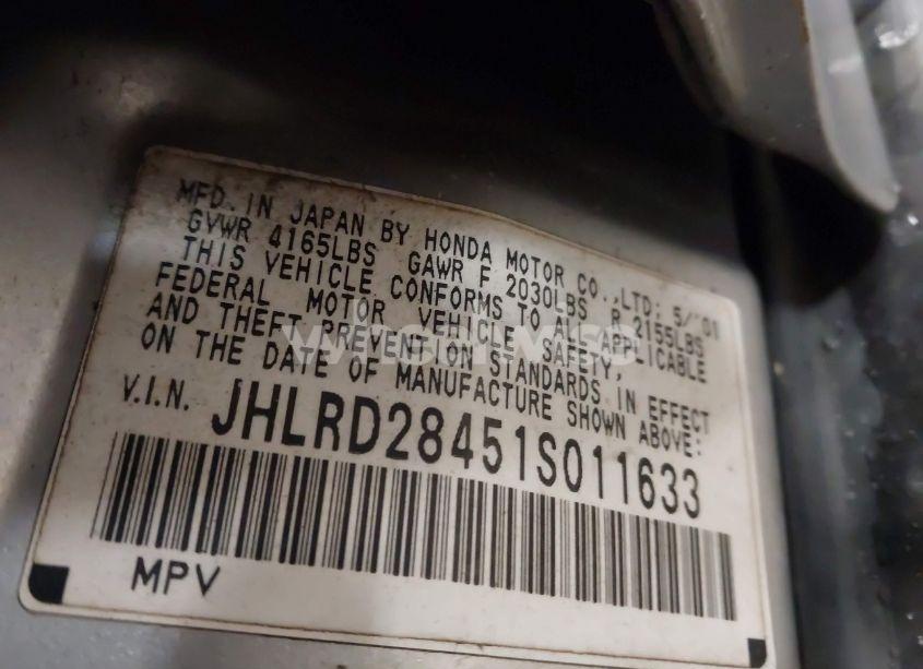 Photo 9 of 2001 Honda Cr-v LX (VIN JHLRD28451S011633)