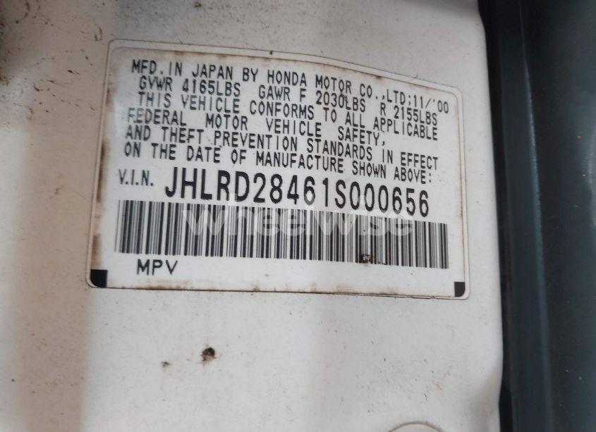 Photo 9 of 2001 Honda Cr-v LX (VIN JHLRD28461S000656)