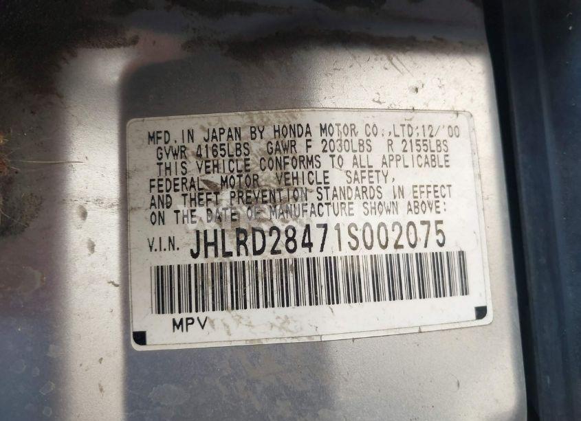 Photo 9 of 2001 Honda Cr-v LX (VIN JHLRD28471S002075)