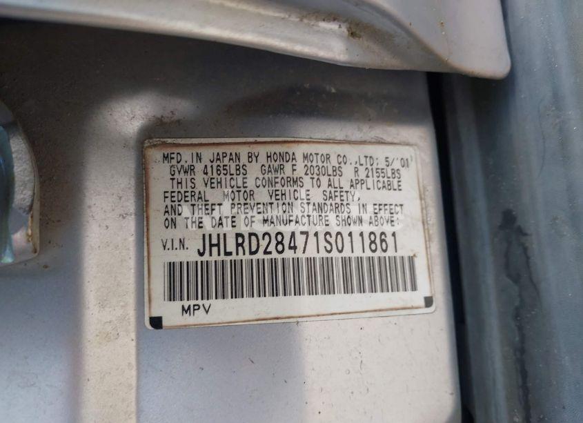 Photo 9 of 2001 Honda Cr-v LX (VIN JHLRD28471S011861)