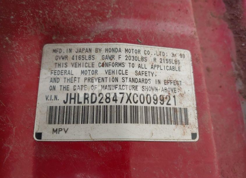 Photo 9 of 1999 Honda Cr-v LX (VIN JHLRD2847XC009921)