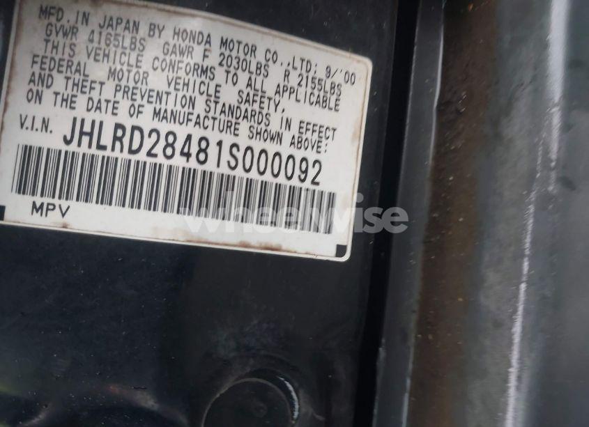 Photo 9 of 2001 Honda Cr-v LX (VIN JHLRD28481S000092)