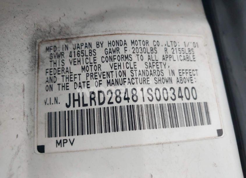 Photo 9 of 2001 Honda Cr-v LX (VIN JHLRD28481S003400)