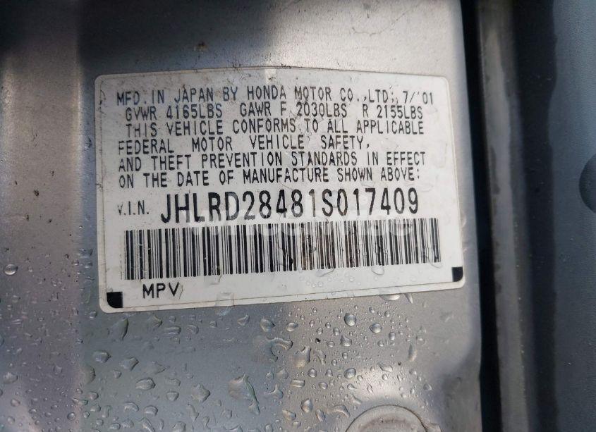 Photo 9 of 2001 Honda Cr-v LX (VIN JHLRD28481S017409)