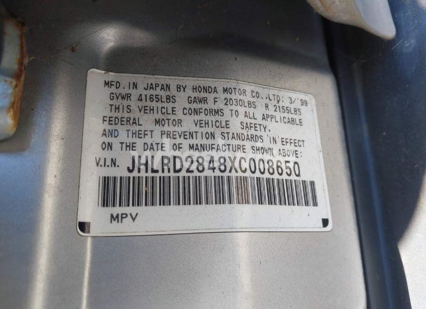 Photo 9 of 1999 Honda Cr-v LX (VIN JHLRD2848XC008650)