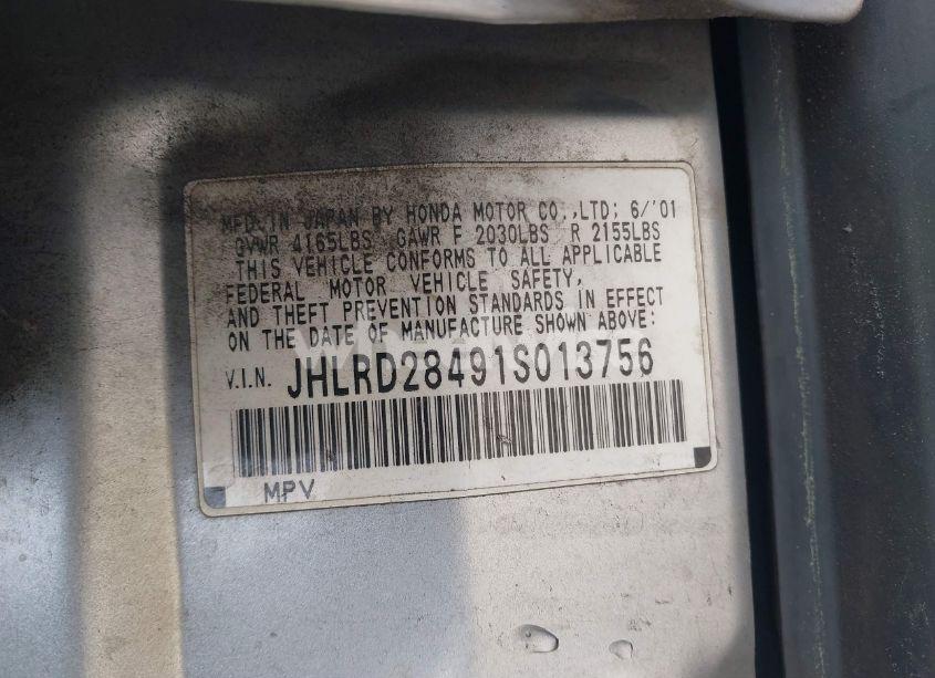 Photo 9 of 2001 Honda Cr-v LX (VIN JHLRD28491S013756)