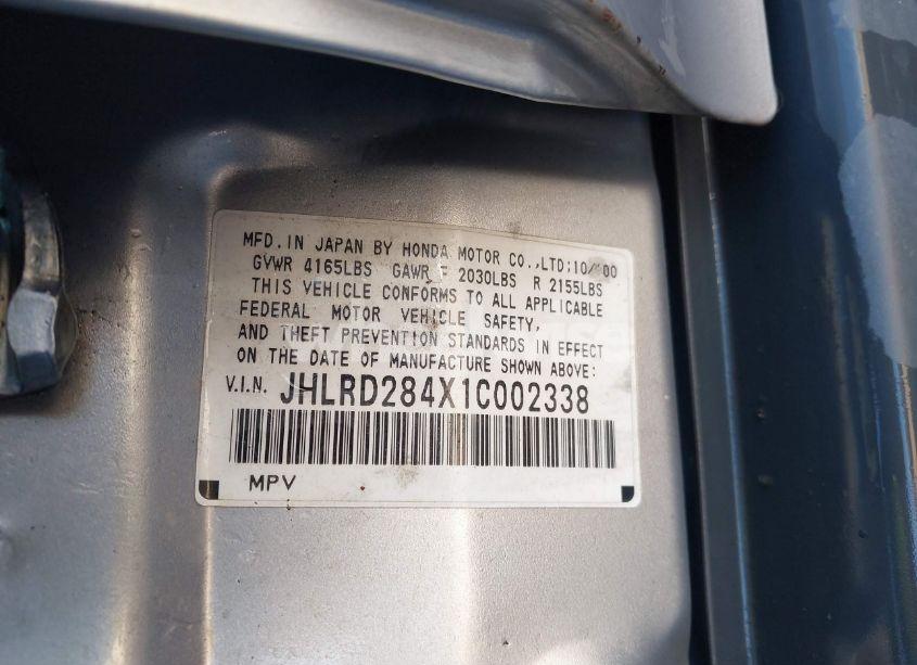 Photo 9 of 2001 Honda Cr-v LX (VIN JHLRD284X1C002338)