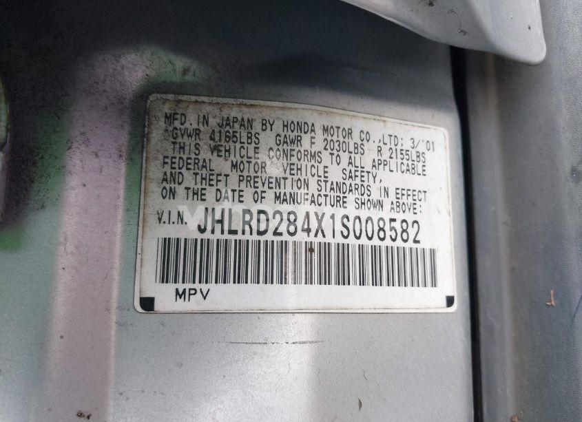 Photo 9 of 2001 Honda Cr-v LX (VIN JHLRD284X1S008582)