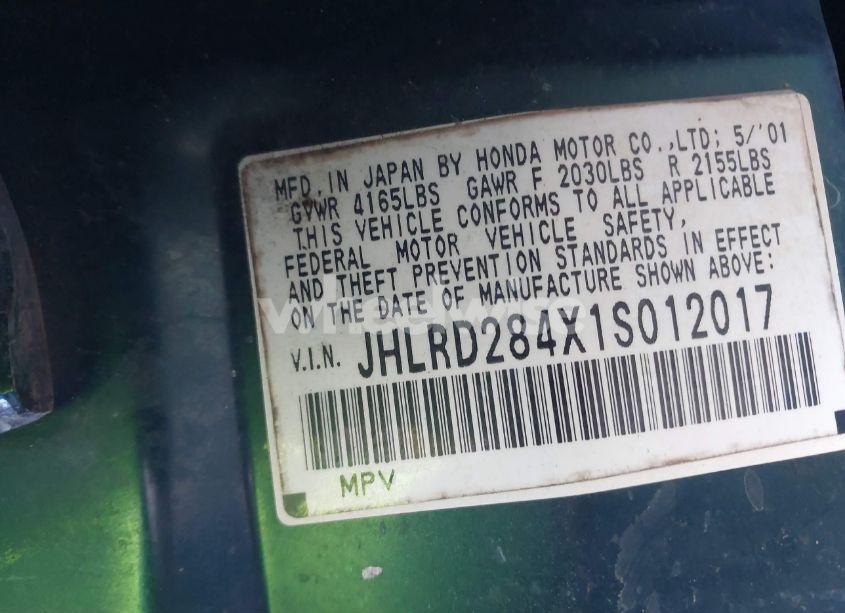 Photo 9 of 2001 Honda Cr-v LX (VIN JHLRD284X1S012017)