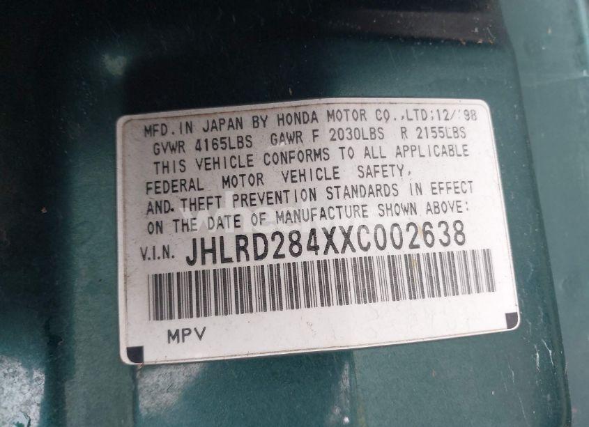 Photo 9 of 1999 Honda Cr-v LX (VIN JHLRD284XXC002638)