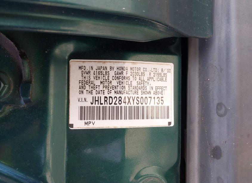 Photo 9 of 2000 Honda Cr-v LX (VIN JHLRD284XYS007135)