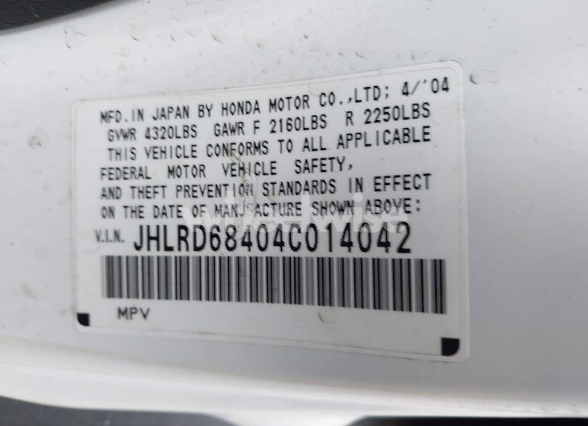 Photo 9 of 2004 Honda Cr-v LX (VIN JHLRD68404C014042)