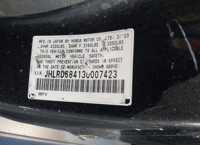 Photo 9 of 2003 Honda Cr-v LX (VIN JHLRD68413C007423)