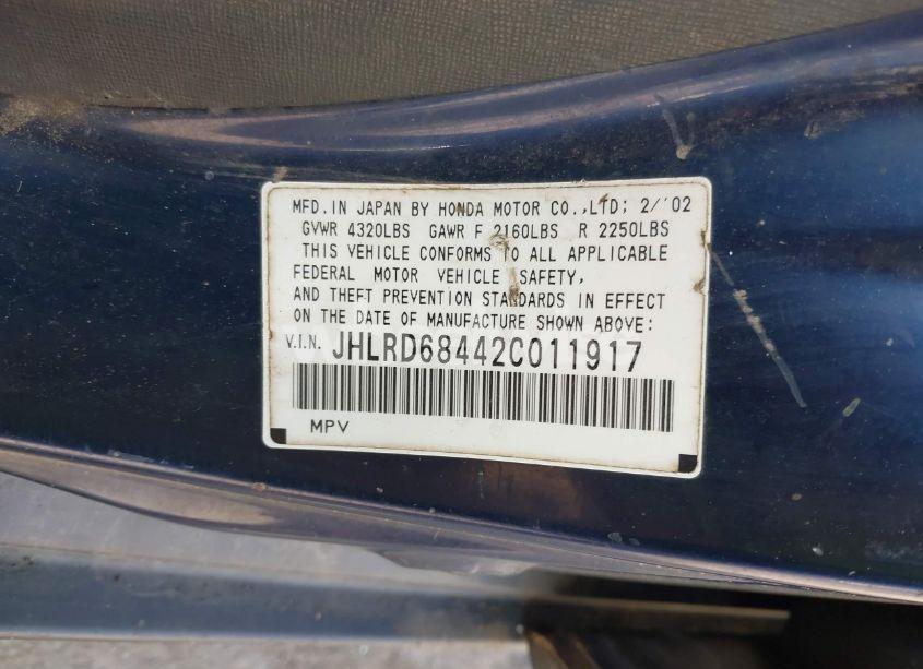 Photo 9 of 2002 Honda Cr-v LX (VIN JHLRD68442C011917)