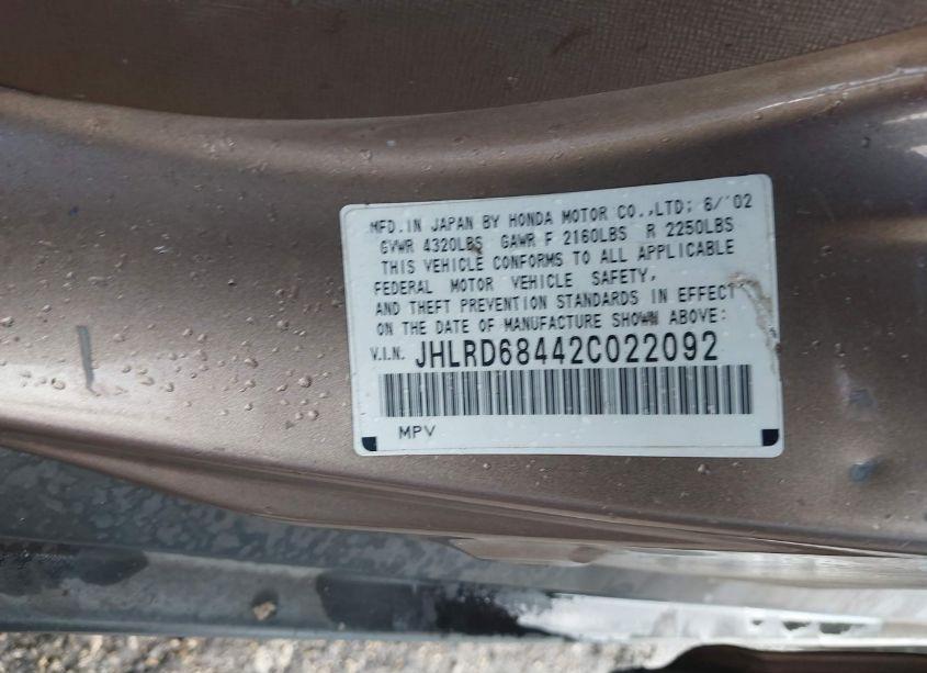 Photo 9 of 2002 Honda Cr-v LX (VIN JHLRD68442C022092)