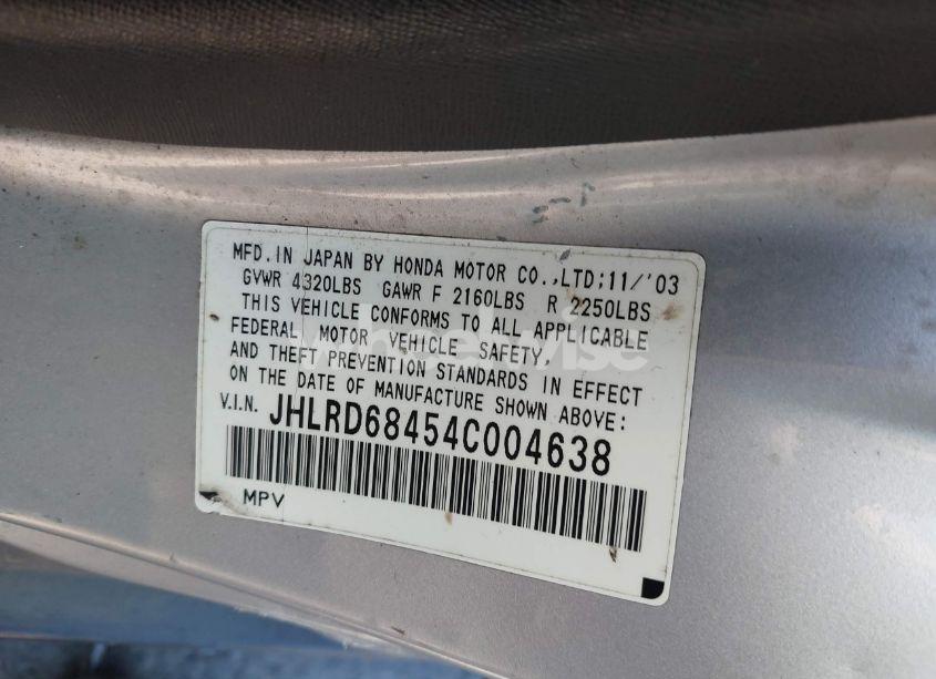 Photo 9 of 2004 Honda Cr-v LX (VIN JHLRD68454C004638)