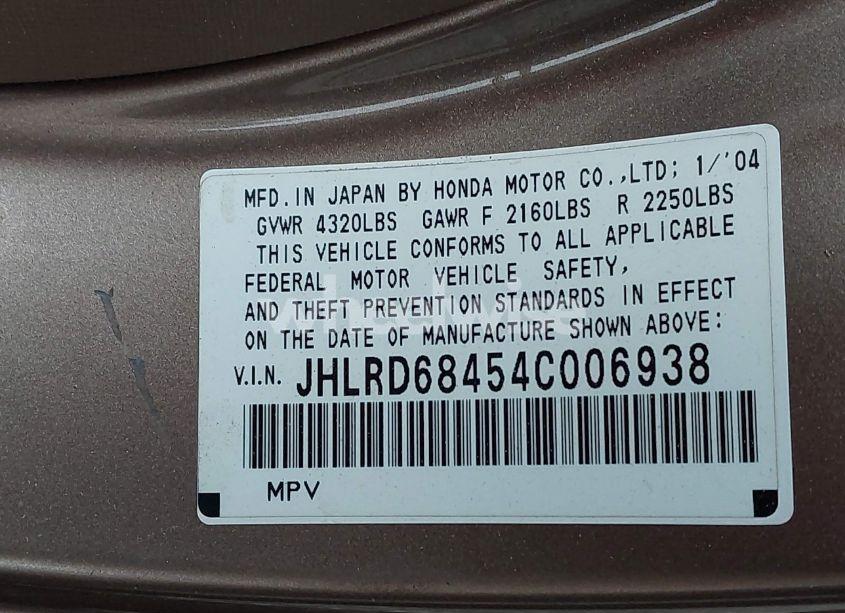 Photo 9 of 2004 Honda Cr-v LX (VIN JHLRD68454C006938)