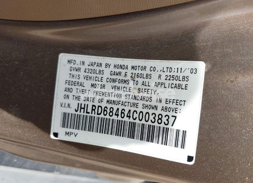 Photo 9 of 2004 Honda Cr-v LX (VIN JHLRD68464C003837)