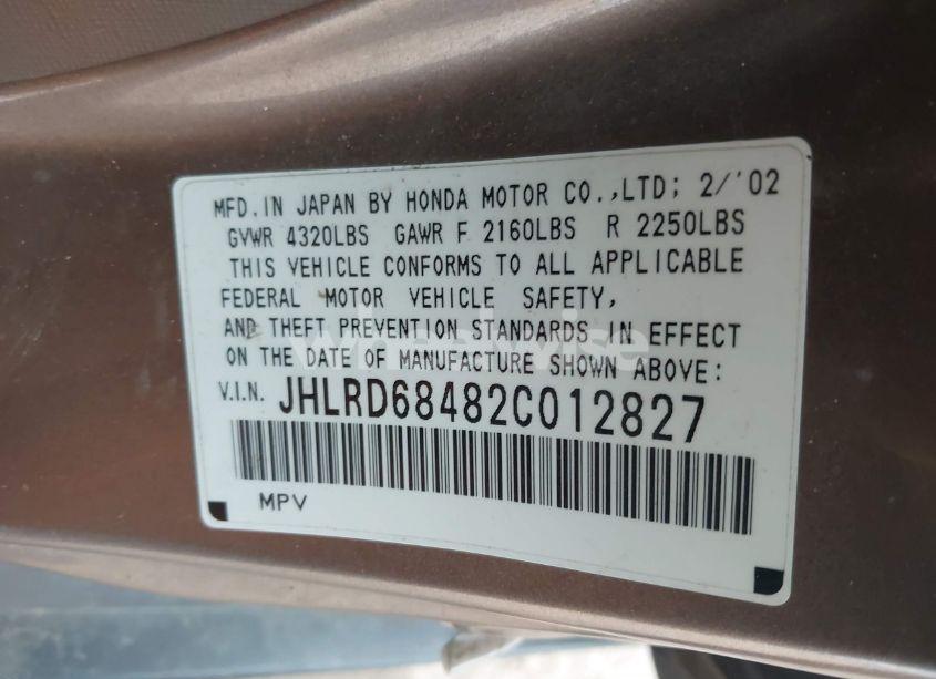 Photo 9 of 2002 Honda Cr-v LX (VIN JHLRD68482C012827)