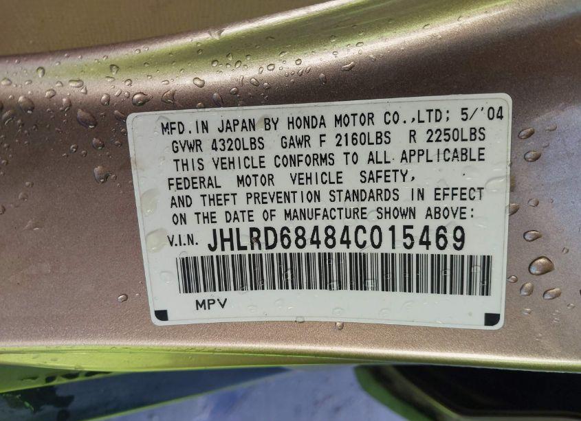 Photo 9 of 2004 Honda Cr-v LX (VIN JHLRD68484C015469)