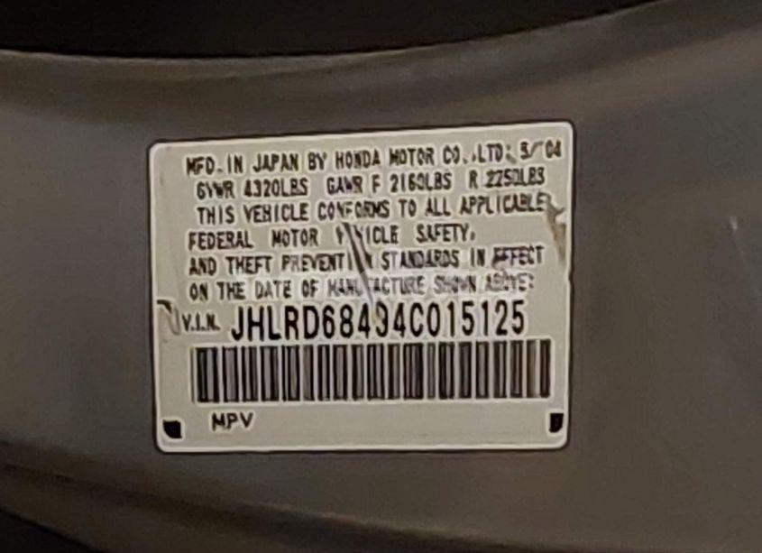 Photo 9 of 2004 Honda Cr-v LX (VIN JHLRD68494C015125)