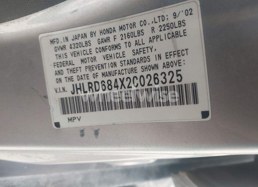 Photo 9 of 2002 Honda Cr-v LX (VIN JHLRD684X2C026325)